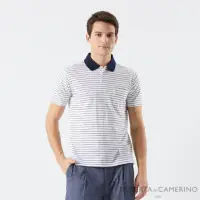 在飛比找momo購物網優惠-【ROBERTA 諾貝達】男裝 短袖橫條紋POLO衫-白(高