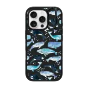 iPhone 16 Pro Impact Ring Stand Case MagSafe Compatible Whales, Orcas & Narwhals