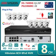 Hikvision 8CH 8MP CCTV system Dual Light IP camera kit Colorvu IR Hybrid Mic POE