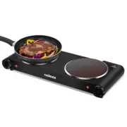 1800W Infrared Hot Plate, 7 Inch Ceramic Glass Portable Double Burner