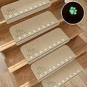 2 Pack Luminous Stair Treads Mats Anti-Slip Rugs Night Light Luminous Pads Runner Mute Home Decor Cat Staircase Carpets Protector Pattern Floor Mat Kitchen Rug for Kids and Dogs