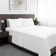 [Prime Bedding] 4-Piece Pure 100% Cotton Sheet Set, deep Fitted, Sateen 800 Thread Count,White/Light Grey (White, Single)