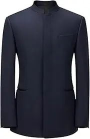 [Kromoc] Men's Stand Collar Suit Blazer Casual Daily Leisure Coat