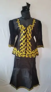 Women Clothing African Dashiki Skirt Suit Attire Black Free Size Print #9319
