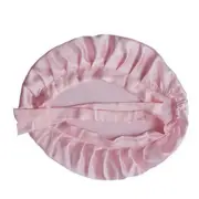 Mulberry Silk Sleep Cap with Adjustable Ribbons Silk Bonnet for Women Hair Care -Pink