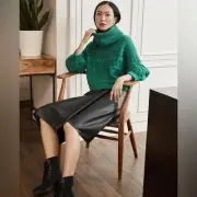 NWT Alice+ Olivia Francine WOOL CABLE Turtle neck sweater ( XS )