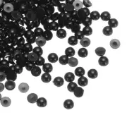 300pcs Flatback Pearls 4mm ABS Plastic Half Round Dome Pearls, Black
