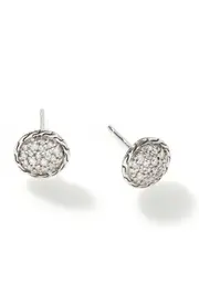 John Hardy Chain Classic Pavé Diamond Stud Earrings