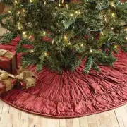 Anders Christmas Tree Skirt 48" D Distressed Brick Red Red Quilted Ruching