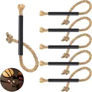 BBTO 6 Pieces Jute Tinder Tube Waterproof Wax Wick Fire Starter Accessory with Aluminum Sleeve for Outdoor Camping Hiking Trekking Supplies