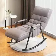 Rocking Chair Accent Glider Lounge Chair Recliner for Living Room Bedroom,Occasional Chairs Backrest 5 Positions and Soft Padded Cushion (Color : Light Grey, Size : Black feet)
