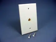 Leviton White LARGE Phone Jack Telephone Wall Plate 8-Position 8-Wire 40580-W