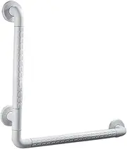L-Shaped Bathroom Grab Bar with Non-Slip Handle and Safety Luminous Circle for Kitchen Bedroom Bathtub, Shower and Steps(White,70x70CM)