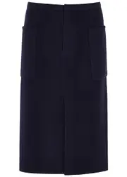 Vince Brushed Wool-blend Midi Skirt - Dark Blue - 4 (UK8 / S) 4 (UK8 / S)