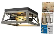 Farmhouse Flush Mount Ceiling Light Fixture, 2-Light Close to Ceiling Lamp