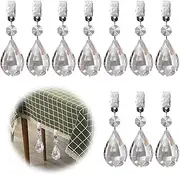 Glarks Tablecloth Weights Set, 10Pcs Metal Clip AB Crystal Glass Teardrop Prisms Pendant Tablecloth Weights for Picnic Tables Tablecloth Weights Heavy Outdoor (Lute)