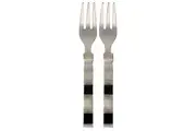 2pc ThirstyStone Old Hollywood Appetizer Forks Stainless Steel Handle BLK WHT