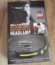 Bell + Howell Rechargeable Motion Sensor Headlamp USB Cable 4 Light Modes NIB