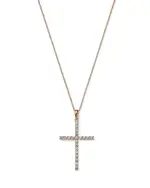 Bloomingdale's Fine Collection Diamond Micro-Pave Cross Pendant Necklace in 14K Yellow Gold, 0.50 tcw