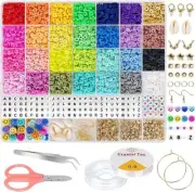 28 Colors 6380pcs 6mm Flat Round Heishi Polymer Clay Jewelry Making Kit Bead Smi