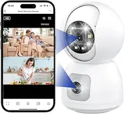 Yopower Dual-Lens Indoor Security Camera, 360° WiFi Home Surveillance Camera, Motion/Cry Detection, Baby Monitor Pet Camera w/10M Color Night Vision, Color Night Vision