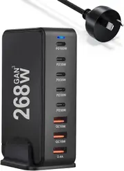 FOHOA 268W USB C Portable Multiport Wall Charger, 8-Port Fast USB Charging Station
