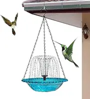 Solar Bird Bath, Hanging Solar Water Fountain for Bird Bath, Solar Water Feature, Metal Bird Bath Bowl with Solar Fountain Pump, Floating Solar Fountain Bird Feeder for Outdoor Garden, Easy to Install