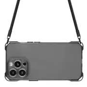 For iPhone 13 Pro Four-corner Shockproof TPU Phone Case with Lanyard - Black