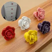 Retro Ceramic Flowers Cabinet Knobs Drawer Cupboard Wardrobe Door Pull Handles