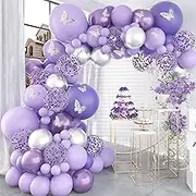 Purple Balloon Butterfly Package Birthday Party Scene Decoration Opening Arch Wedding Decoration（97 PCS）