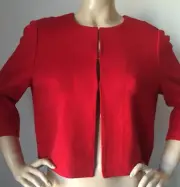NWT St John Knit Size 14 Nouveau knit Jacket Red Wool Rayon