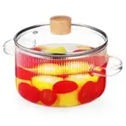 Simmer Pot Glass Saucepan Stewing Pot Glass Cookware with Lid for Soup Milk 1.6L