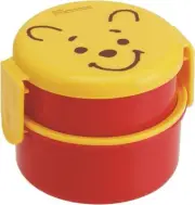 Round Lunch Box Two-Stage (with a Fork) [Poo Face] プーさん
