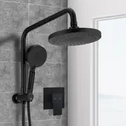 ACA Round 8'' ABS Rainfall Shower Head Station 5-MODE Handheld Set Diverter Square Mixer Taps Black