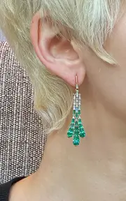 [Nak Armstrong] Deco Bell 20K Rose Gold Emerald and Opal Earrings