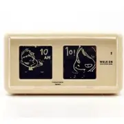 Yoshitomo Nara Walk-on Art Flip Clock Beige Quartz Table Clock w/Box