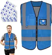 [Generic] High Visibility Vest | Reflective Safety Vest With Ice Bag Heat Protection - Comfortable Reflective Safety Vest, Construction Vest, Safety Vest for Summer Outdoor Sports, Men Women Work