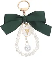 [WRITWAA] Bow Keychain Bow Purse Charm Coquette Keychain Bow Key Chain Pearl Bag Charm Bow Bag Charm Bag Charms for Handbags Bowknot Bag Charm Bag Chain Charm Bag Keychain Key Fob Metal Red
