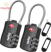 2X TSA Luggage Locks 3-Digit Combination Padlock for Suitcase Bag Gym Black