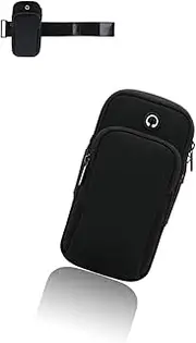 Adjustable Arm Band for Phones up to 6.5 Inches, Compatible with iPhone Xs Max/XR/XS/8/Plus/7/6S, Samsung Galaxy/Note, Outdoor Running Holder with Key & Card Slots Black