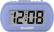 SHARP Digital Alarm Clock – Tactile Case with Soft Rubberized Finish - Battery Operated – Blue Backlight on Demand – Ascending Alarm – Easy to Use – Lavender