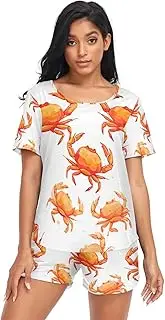 [RPLIFE] Crabs Ladies Pajamas Set, Lounge Wear for Women Sets, Crabs, Small