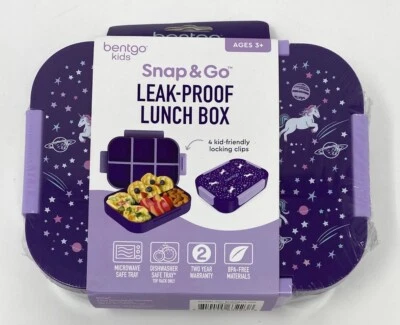 Bentgo Kids Purple Space Unicorn Snap & Go Leak-Proof Lunch Box New and Sealed