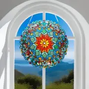 Vibrant Blue Tiffany Style Stained Glass Round Window Panel Suncatcher 21in