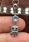 14 Gage Baby Owl Belly Button Ring Stainless Steel Cubic Zirconia