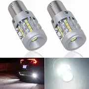 Eluseastar S25 P21/5W BAY15D LED Bulbs White 6000K Built in Resistor with 6000LM Extremely Bright for Car Side Marker Brake Reverse Backup Daytime Running Light, 2 Pack