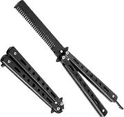 Butterfly Comb, Butterfly Comb Practice Comb, 1-piece Butterfly Comb Stainless Steel Foldable, Pocket Comb Feather Comb Hair Comb Hair Accessories (Black)