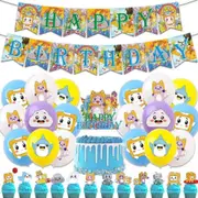 LankyBox Cartoon Kids Birthday Party Decor Balloons Banner Cake Toppers Set