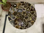24" Black Wild Geode Agate Coffee Table Agate Stone Center Table Top, Home Deco