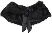 [haozaikeji] Flower Girls Faux Fur Bolero Long Sleeve Princess Shrug Fashion Kids Cape Bridesmaid Shawl Wrap Bow Tippet Shoulder Cover Up for Wedding Party Dress Accessories